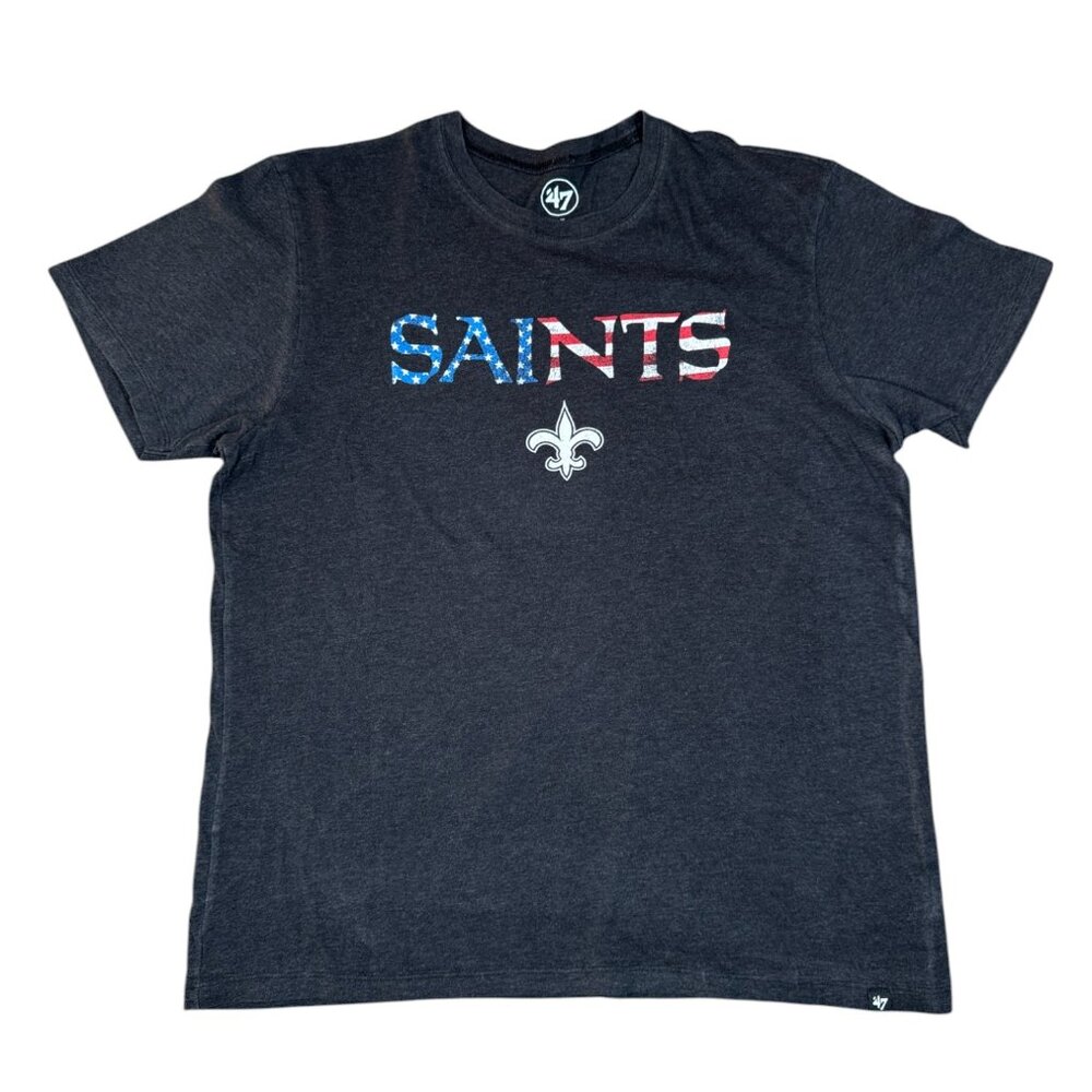 New Orleans Saints USA Flag Logo Tee Dark Gray Sz L